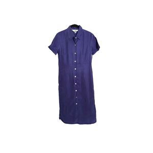 AKS Amy K Su vintage blue 100% Tencel button front dress size 6P